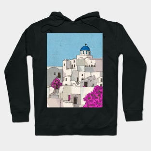 Oia Santorini Greece Illustration Hoodie